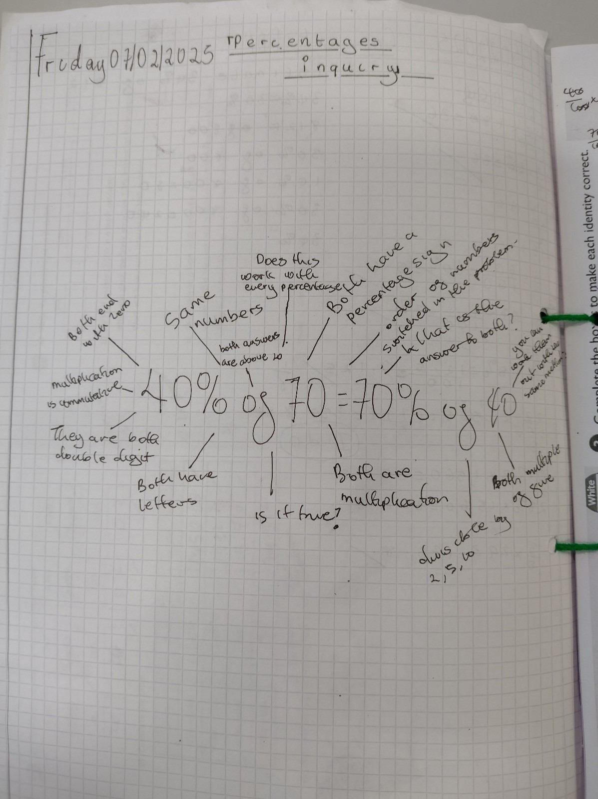''I posed the statement 40% of 70 = 70% of 40''